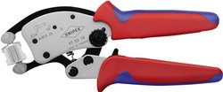 KNIPEX 97 53 18 SB Twistor®16 Samonastawne szczypce do zaciskania końcówek tulejek z obrotową głowicą zaciskową z wielokomponentowymi tulejami, chromowane 200 mm (karta samoobsługowa / blister) Zaciskarka Knipex Twistor®16 97 53 18 SB, 0.14 do 16 mm²