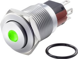 Przełącznik wciskany, wandaloodporny TRU COMPONENTS TC-GQ16-KH-11D/J/G/12V/C TC-7494932, 16 mm, 48 V/DC, 2 A, 1 szt.