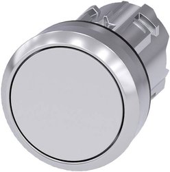 Przycisk Siemens 3SU1050-0AB60-0AA0 pierścień przedni metalowy, błyszczący, siłownik płaski biały   1 szt.
