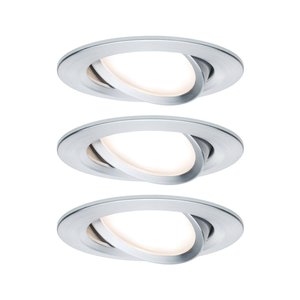 Oprawa wpuszczana LED Nova Coin zestaw podstawowy obrotowa okrągła 84mm 50° Coin 3x6W 3x460lm 230V 2700K aluminium obracana Lampa do zabudowy Paulmann Nova 93451 Zestaw 3-elementowy 18 W 470 lm