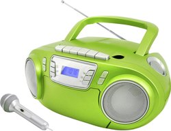 Radioodtwarzacz CD z mikrofonem zewnętrznym, złączem USB i efektem świetlnym Radio-CD soundmaster SCD5800GR UKW zawiera mikrofon zielony