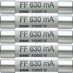 Zestaw 5 zapasowych bezpieczników 630mA / 1000V testo 0590 0006