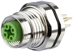 Gniazdo do PCB M12, kodowanie D, 4-stykowe, IP67, montaż przewlekany Gniazdo PCB Metz Connect MMW370A1A1 MMW370A1A1, piny: 4, 1 szt.