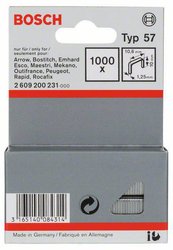 Zszywki płaskie typ 57, 10,6 x 1,25 x 10 mm Bosch Accessories 2609200231, N/A, Wymiary (D x S) 10 mm x 10.6 mm, 1000 szt.