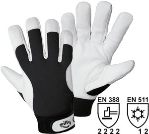 Rękawice montażowe L+D Griffy 1707-10, Rozmiar rękawic: 10, XL, czarny, biały