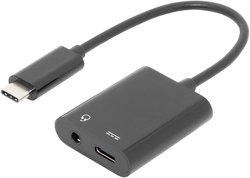 adapter USB-C, Jack Digitus AK-300400-002-S AK-300400-002-S, [1x złącze męskie USB-C - 2x złącze żeńskie USB-C, złącze żeńskie jack 3,5 mm]