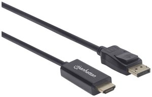 Przejściówka DisplayPort, HDMI Manhattan 4K@60Hz DisplayPort auf HDMI-Kabel Stecker/Stecker 1 m schwarz 153195, 1.00 m