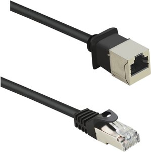 Renkforce RF-4394127 RJ45 Kabel sieciowy, kabel krosowy CAT 5e F/UTP 5.00 m czarny Przedłużacz z zaczepami blokującymi, pozłacane styki 1 szt.