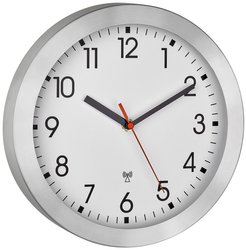 TFA Dostmann 60.3546.02 Sterowany radiowo Zegar ścienny 25 cm x 4 cm aluminiowy (szczotkowany)