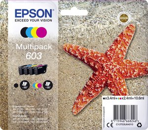 Epson atrament T03U64, 603 tusz oryginalny Combi-Pack Czarny, Cyjan, Magenta, Żółty C13T03U64010