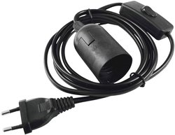 Eurolite E-27 60 W Oprawa 60 W z wtyczką Euro, Przełącznik przechylny Oprawa E-27 Eurolite 51100666, 1 szt., 60 W, 1.80 m