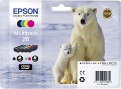 Tusz Epson T2616 / 26, cyjan, magenta, żółty, czarny, oryginalny