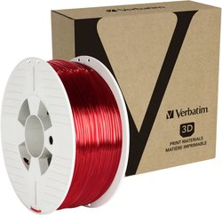 Filament do drukarek 3D PETG Verbatim 55062, Średnica filamentu: 2.85 mm, 1 kg, czerwony (przezroczysty)