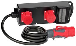 Przenośny rozdzielacz, ogumiony, model Steyregg 2 x 16 A Tablica rozdzielcza PCE 9441201, 400V, 32A, IP44