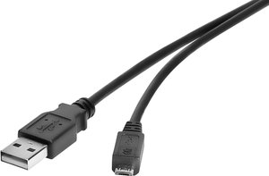Kabel USB Renkforce, USB 2.0, Złącze męskie USB-A, Złącze męskie USB Micro-B, 3.00 m