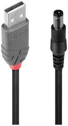 Kabel USB LINDY, USB 2.0, Złącze męskie USB-A, Wtyczka DC 5,5 mm, 1.50 m