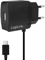 LogiLink Power Adapter Micro Ładowarka USB 10 W gniazdo Maksymalne natężenie wyjściowe 2000 mA Ilość wyjść: 2 x USB, złącze męskie Micro USB