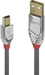 Kabel USB LINDY LINDY 2m USB 2.0 A/Mini-B Kabel Cromo, USB 2.0, Złącze męskie USB-A, Złącze męskie USB Mini-B, 2.00 m