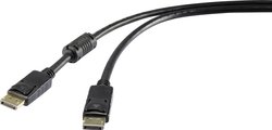 Renkforce DisplayPort Kabel Złącze DisplayPort, Złącze DisplayPort 7.50 m czarny UHD 4K @ 60 Hz pozłacane styki, z rdzeniem ferrytowym RF-3433994 Kabel DisplayPort