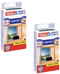 tesa Insect Stop COMFORT moskitiera do okien, 2 szt. — moskitiera z samoprzylepną taśmą na rzep — moskitiera bez wiercenia — antracyt (przezroczysta) Moskitiera tesa 55396-00500-01