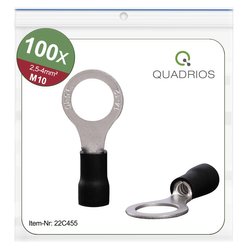 Oczkowe końcówki kablowe, zestaw 100 szt., M10, przekrój 2,5 - 4 mm² Quadrios 22C455 Końcówka oczkowa 1 zest.