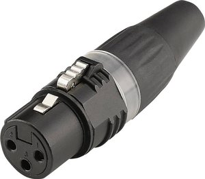 Złącze męskie XLR Hicon HI-X3CF-BLK, posrebrzany, złącze męskie proste, 1 szt.