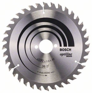 Tarcza tnąca z węglików spiekanych Bosch Accessories Optiline 190 x 30 x 2.6 mm 1 szt.