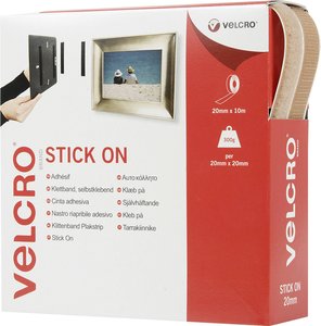 Taśma rzepowa do przyklejenia element z pętelkami i haczykami (D x S) 10000 mm x 20 mm beżowy VELCRO® VEL-EC60221 10 m