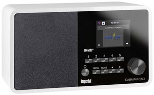 Kompaktowe radio hybrydowe do odbioru radia internetowego, DAB+, FM Radio internetowe Imperial DABMAN i150 Internet, DAB+, UKW  biały