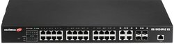 EDIMAX do monitoringu VLAN 28-portowy Gigabit PoE + Web Smart Switch na duże odległości z 4 gigabitowymi portami combo RJ45 / SFP EDIMAX GS-5424PLC V2 Switch sieciowy  24+4 Porty 10 / 100 / 1000 MBit/s funkcja PoE