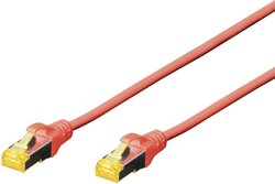 Kabel krosowy DIGITUS Professional CAT 6A S-FTP, LSZH, AWG 26/7, skrętka, dł. 0,25 m, czerwony Kabel LAN Digitus DK-1644-A-0025/R, 1 szt., RJ45, CAT 6a, S/FTP, 0.25 m, czerwony