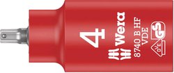 Nasadka 8740 B VDE HF Zyklop, izolowana, z napędem 3/8 '', z funkcją przytrzymywania dla śrub z gniazdem sześciokątnym Nasadka trzpieniowa 4 mm Wera  05004900001  1 szt.