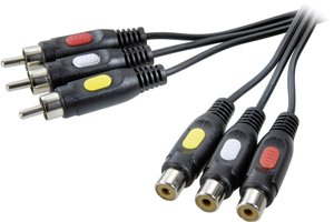 Przedłużacz Cinch kompozytowy SpeaKa Professional [3x złącze męskie RCA/cinch - 3x złącze żeńskie RCA/cinch] 2.00 m czarny