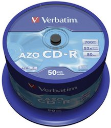 Verbatim CD-R 700MB 52x AZO Crystal Wrzeciono 50 mm CD-R Verbatim 43343 50 szt.