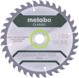 Tarcza tnąca Metabo CORDLESS CUT WOOD CLASSIC 165 x 20 x 1 mm 1 szt.
