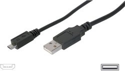 Kabel USB 2.0 Digitus AK-300110-018-S, [1x złącze męskie USB-A 2.0 - 1x złącze męskie Micro-B USB 2.0], 1.80 m, czarny