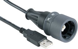 Kabel USB z obustronną blokadą Bulgin PXP6040/B/2M00, 1 szt.