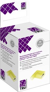 Złącze zaciskane kątowe, w pełni izolowane PA - 6,4 x 0,8 mm, żółte, 4,0 mm² - 6,0 mm² - 10 sztuk. TRU COMPONENTS T2010C367 Zestaw złączy zaciskanych 10 szt.