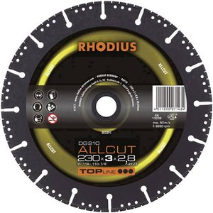 Rhodius 303390 DG210 ALLCUT Tarcza tnąca diamentowa Średnica 180 mm Średnica otworu 22.23 mm  1 szt.