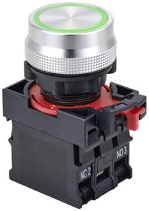 Przełącznik wciskany TRU COMPONENTS ONPOW26-11E/G/12V TC-10091044, 22 mm, 250 V, 5 A, 1 szt.