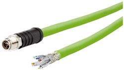 Kabel M12 Industrial Ethernet, kodowanie X, 2,0 m, złącze M12 proste - wolny koniec kabla, łańcuszek prowadzący, PUR Kabel LAN Metz Connect 142M6X10020, 1 szt., M12, CAT 6a, SF/UTP, 2.00 m, zielony