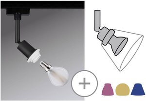 Lampa do systemu szynowego, wysokonapięciowego Paulmann  96913 E14    czarny (matowy)