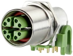 Gniazdo do PCB M12, kodowanie X, 8-stykowe, IP67, kątowe 90°, grubość ścianki maks. 2,5 mm Gniazdo PCB Metz Connect MMT471A315 MMT471A315, piny: 8, 1 szt.