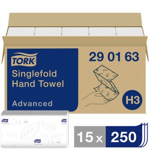 Ręczniki papierowe Tork Zickzack H3 Advanced, miękki i chłonny, 2-warstwowy, 15 x 250 ręczników TORK 290163 Zickzack Advanced Ręczniki papierowe (D x S) 23 cm x 25 cm biały  3750 szt.