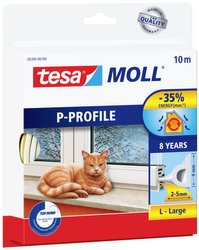 uszczelka gumowa tesamoll® profil P - do szczelin od 2 do 5 mm, trwała, szybki montaż (samoprzylepna) Taśma uszczelniająca tesa tesamoll® 05395-00100-00, (D x S) 10 m x 9 mm, 10 m, 1 szt.