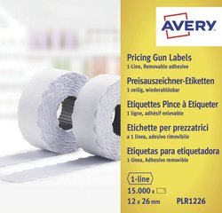 Rolka etykiet do metkownicy, 1-liniowe, białe, 26 x 12 mm, odklejane Etykiety cenowe Avery-Zweckform PLR1226