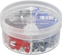 Knipex 97 99 908 Zestaw końcówek rurkowych 0,75-2,5 mm²Izolowane w całości,szary, czerwony, czarny, niebieski200 szt.