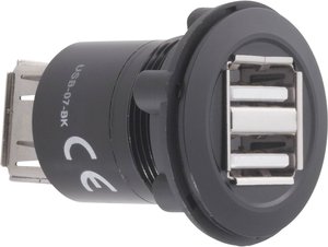 Podwójne gniazdo do zabudowy USB 2.0 TRU COMPONENTS USB-07-BK 1229323, 1 szt.
