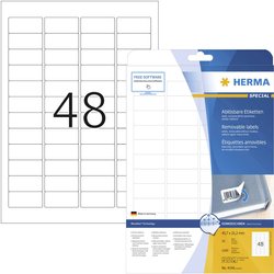 Herma 4346 Etykieta uniwersalna 45.7 x 21.2 mm Papier biały 1200 szt. Z możliwością usunięcia Drukarka atramentowa, Drukarka Laserowa, Drukarka Laserowa, kolorowa, Kopiarka, Drukarka z funkcją kopiowania w kolorze, Drukarka etykiet