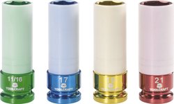 Zestaw nasadek Toolcraft, 17/19/21/17,5 mm, 4 elem.